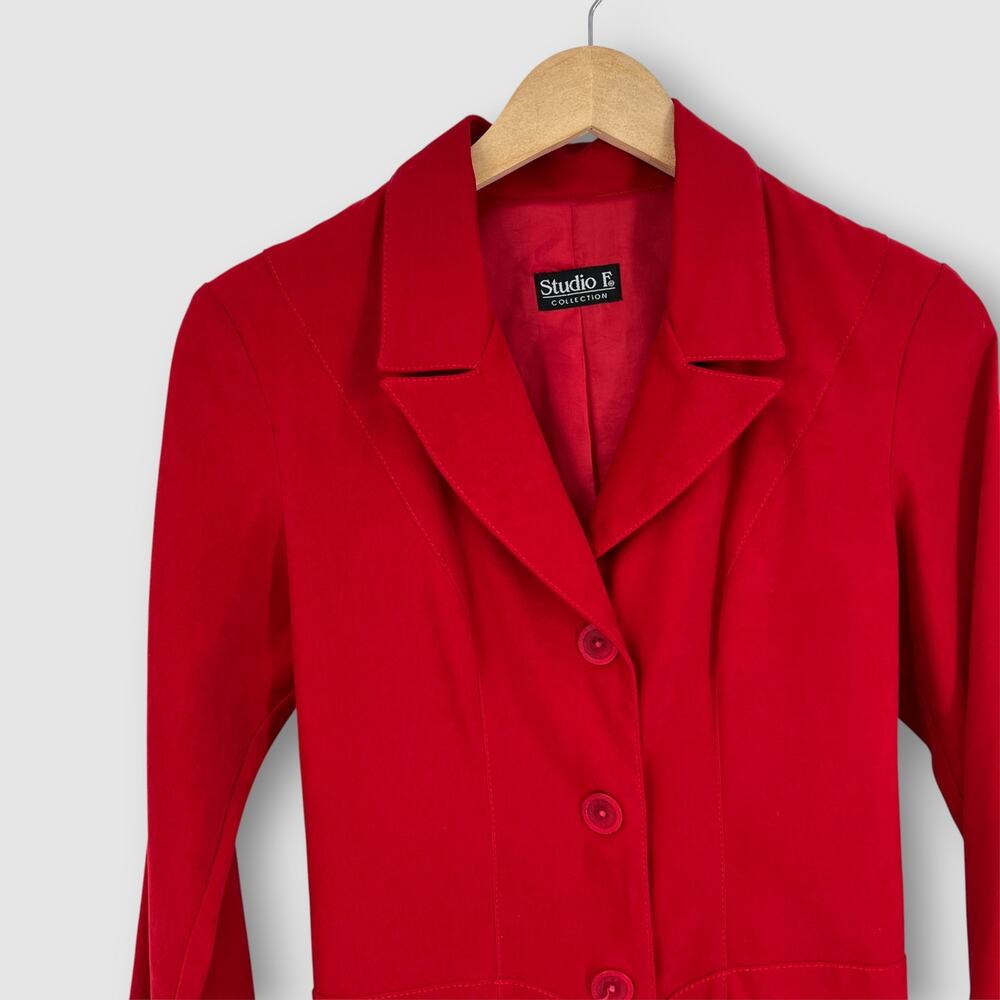 90s Vintage Studio F Collection Red Tailored Blazer Jacket Size Small - Picture 4 of 4